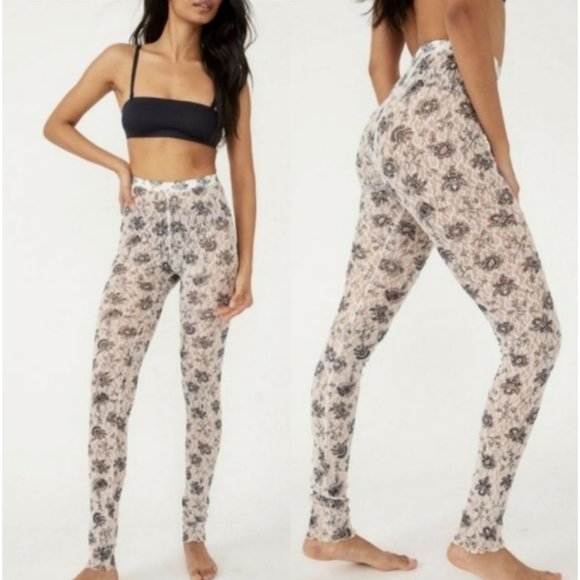 Free People Pants - Free People Layered In Lace Leggings - Ivory Black Combo - Womens Medium - $48
